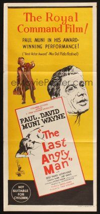 8c598 LAST ANGRY MAN Aust daybill '59 Paul Muni is a dedicated doctor from slums exploited by TV!