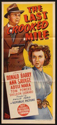 8c599 LAST CROOKED MILE Aust daybill '46 detective Red Barry, sexy Ann Savage & Adele Mara!