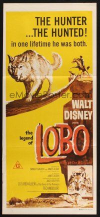 8c607 LEGEND OF LOBO Aust daybill R1970s Walt Disney, King of the Wolfpack, art of hunted wolf!