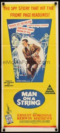8c635 MAN ON A STRING Aust daybill '60 art of Ernest Borgnine who spent 10 years as a counterspy!
