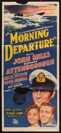 8c684 OPERATION DISASTER Aust daybill '51 John Mills on English Navy submarine!