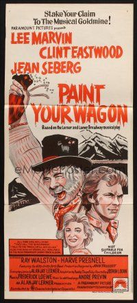 8c696 PAINT YOUR WAGON Aust daybill R70s art of Clint Eastwood, Lee Marvin & pretty Jean Seberg!