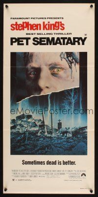 8c707 PET SEMATARY Aust daybill '89 Stephen King's best selling thriller, cool graveyard image!