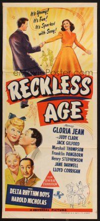 8c739 RECKLESS AGE Aust daybill '44 Gloria Jean, Judy Clark, it's young, it's fun!
