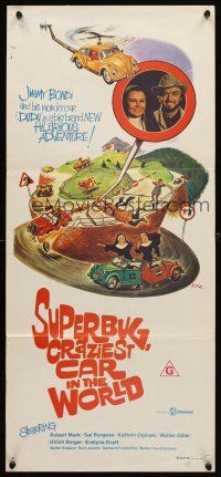 8c857 SUPERBUG, THE CRAZIEST CAR IN THE WORLD Aust daybill '75 Dill art of wacky Volkswagen!
