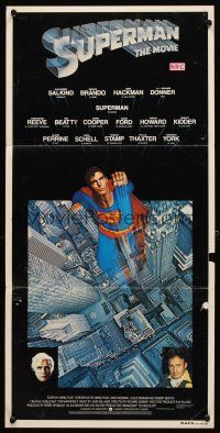 8c858 SUPERMAN Aust daybill '78 comic book hero Christopher Reeve, Gene Hackman, Marlon Brando!