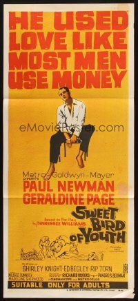 8c862 SWEET BIRD OF YOUTH Aust daybill '62 Paul Newman, Geraldine Page, Tennessee Williams' play!