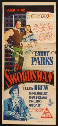 8c866 SWORDSMAN Aust daybill '47 swashbuckler Larry Parks romances Ellen Drew!