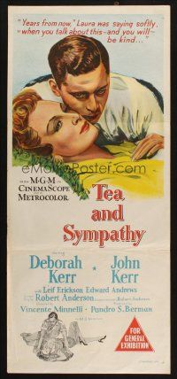 8c875 TEA & SYMPATHY Aust daybill '56 great art of Deborah Kerr & John Kerr, classic tagline!