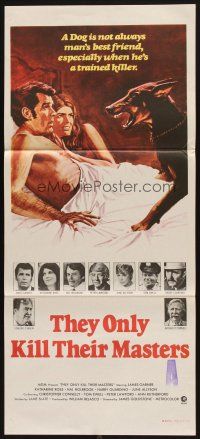 8c885 THEY ONLY KILL THEIR MASTERS Aust daybill '72 James Garner & Doberman Pincer dog in bed!