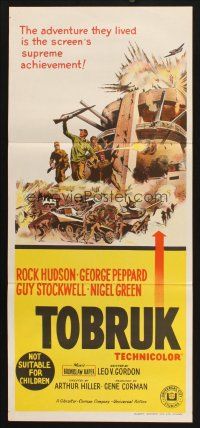 8c906 TOBRUK Aust daybill '67 art of soldiers Rock Hudson & George Peppard in World War II!