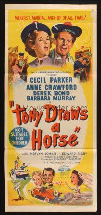 8c909 TONY DRAWS A HORSE Aust daybill '50 Cecil Parker in merriest, marital, mix-up of all time!