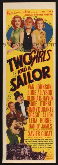 8c926 TWO GIRLS & A SAILOR Aust daybill '44 Van Johnson w/sexy June Allyson & Gloria DeHaven!