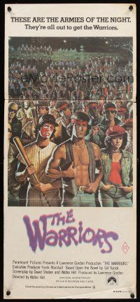 8c953 WARRIORS Aust daybill '79 Walter Hill, Jarvis artwork of the armies of the night!