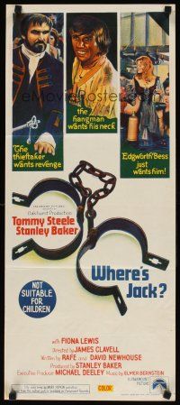 8c961 WHERE'S JACK Aust daybill '69 Tommy Steele, Stanley Baker, there isn't a lock he can't pick!