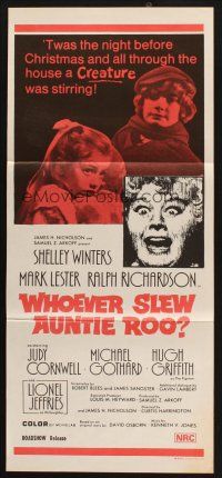 8c967 WHO SLEW AUNTIE ROO Aust daybill '71 mad Shelley Winters, say goodnight, it's dead time!