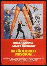 8c115 FOR YOUR EYES ONLY German '81 artwork of Roger Moore as James Bond & sexy legs by Bysouth!