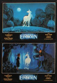 8c212 LAST UNICORN 10 German LCs '82 fantasy cartoon images with unicorn & wizard!