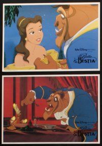8c016 BEAUTY & THE BEAST 12 Spanish LCs '91 Walt Disney cartoon classic, cool art of cast!