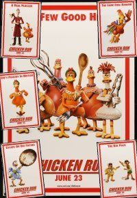 8e177 LOT OF 6 UNFOLDED DOUBLE-SIDED TEASER ONE-SHEETS FROM CHICKEN RUN '00 claymation cartoon!