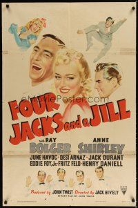8f004 4 JACKS & A JILL style A 1sh '41 great art of Ray Bolger, Desi Arnaz & pretty Anne Shirley!