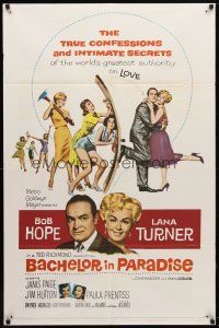8f036 BACHELOR IN PARADISE 1sh '61 world's greatest lover Bob Hope romances sexy Lana Turner!