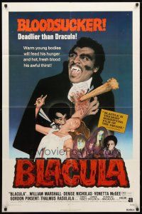 8f067 BLACULA 1sh '72 black vampire William Marshall is deadlier than Dracula, great image!