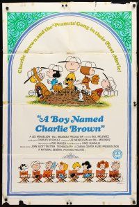 8f084 BOY NAMED CHARLIE BROWN 1sh '70 baseball art of Snoopy & the Peanuts by Charles M. Schulz!