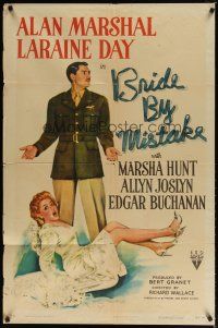 8f088 BRIDE BY MISTAKE style A 1sh '44 art of dropped bride Laraine Day, soldier Alan Marshal!