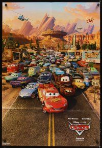 8f100 CARS advance DS 1sh '06 Walt Disney animated automobile racing, cool image of cast!