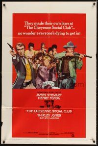 8f110 CHEYENNE SOCIAL CLUB int'l 1sh '70 Jimmy Stewart, Henry Fonda w/guns & ladies of the night!