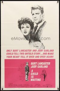 8f111 CHILD IS WAITING 1sh '63 Howard Terpning art of Burt Lancaster & Judy Garland!