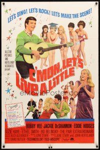 8f118 C'MON LET'S LIVE A LITTLE 1sh '67 Bobby Vee plays guitar for sexy teens!