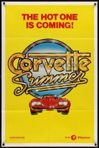 8f124 CORVETTE SUMMER teaser 1sh '78 cool different art of custom Chevrolet Corvette!