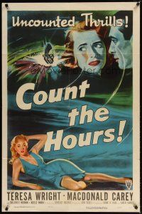 8f125 COUNT THE HOURS style A 1sh '53 Don Siegel, art of sexy bad girl Adele Mara in low-cut dress!