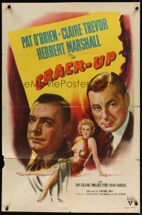 8f129 CRACK-UP style A 1sh '46 Pat O'Brien, sexiest full-length Claire Trevor, Herbert Marshall