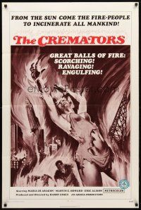 8f131 CREMATORS 1sh '72 great sci-fi art, from the sun come the sexy incinerating fire-people!
