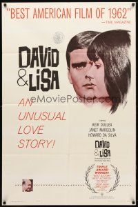 8f145 DAVID & LISA 1sh '63 Kier Dullea, Frank Perry mental hospital drama!