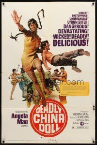 8f153 DEADLY CHINA DOLL 1sh '73 The Opium Trail, sexy Angela Mao, violent & delicious!