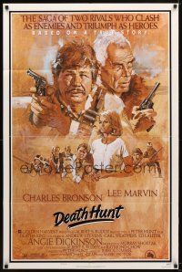 8f156 DEATH HUNT style B 1sh '81 artwork of Charles Bronson & Lee Marvin with guns by John Solie!
