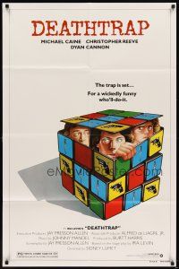 8f159 DEATHTRAP style B 1sh '82 art of Chris Reeve, Michael Caine & Dyan Cannon in Rubik's Cube!