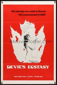 8f172 DEVIL'S ECSTASY 1sh '77 sexy artwork, her marriage was consummated in Hell!