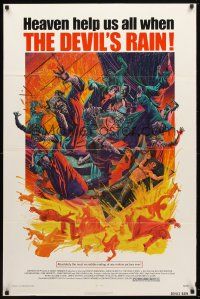 8f173 DEVIL'S RAIN 1sh '75 Ernest Borgnine, William Shatner, Anton Lavey, cool Mort Kunstler art!