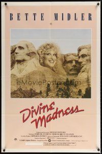 8f179 DIVINE MADNESS style A 1sh '80 wacky image of Bette Midler as part of Mt. Rushmore!
