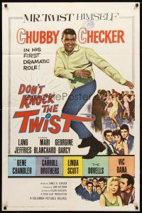 8f184 DON'T KNOCK THE TWIST 1sh '62 full-length image of dancing Chubby Checker, rock & roll!