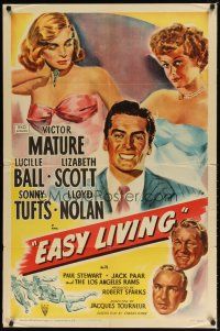 8f211 EASY LIVING style A 1sh '49 Lucille Ball, Victor Mature, Lizabeth Scott