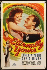 8f231 ETERNALLY YOURS 1sh R40s Loretta Young & David Niven want old fashioned love!