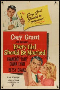 8f232 EVERY GIRL SHOULD BE MARRIED 1sh '48 hapless doctor Cary Grant, Diana Lynn, Betsy Drake!