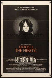 8f239 EXORCIST II: THE HERETIC 1sh '77 Linda Blair, John Boorman's sequel to Friedkin's movie!