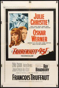 8f246 FAHRENHEIT 451 1sh '67 Francois Truffaut, Julie Christie, Oskar Werner, Ray Bradbury!